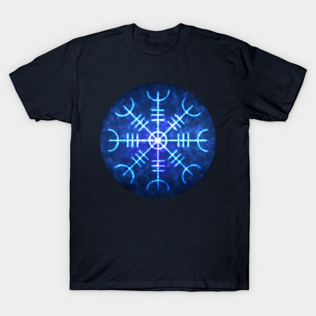 Helm of Awe Sigil, Icelandic Magical Stave Wrought in Ice Fire T-Shirt by SolarCross